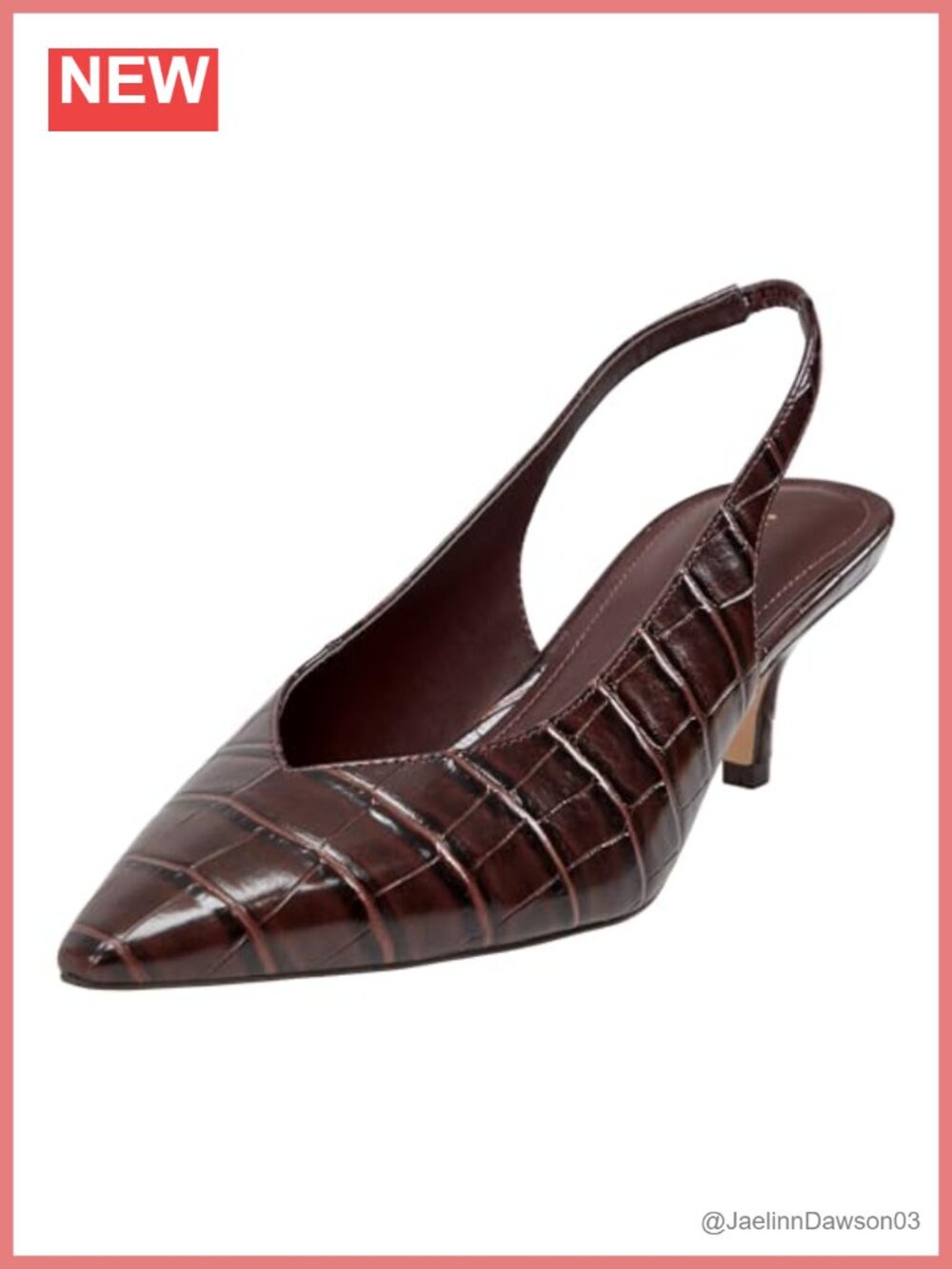 Faux Leather Kitten Heel Slingback Pumps Women's Dress Shoes Pointy Toe